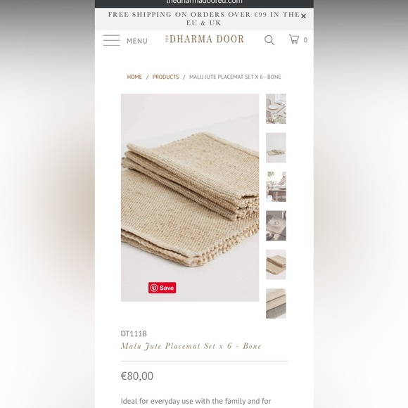 NWOT set of 4 jute natural bone woven placemats - Picture 5 of 5